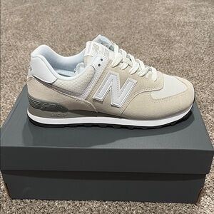 New Balance 574 Beige and White Sneakers